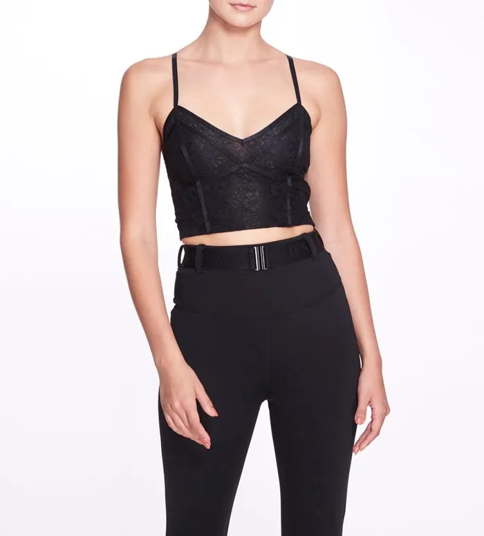 Women Marchesa Tops Black Lace Bralette Top Black