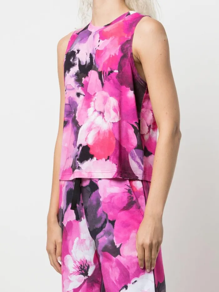 Women Marchesa Tops Pink Purple Floral Printed Womens Workout Tank Top Raspberry Multi Women Marchesa Tops Pink Purple Floral Printed Womens Workout Tank Top Raspberry Multi