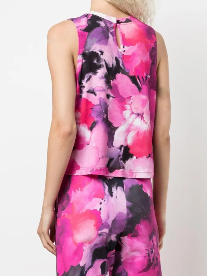 Women Marchesa Tops Pink Purple Floral Printed Womens Workout Tank Top Raspberry Multi