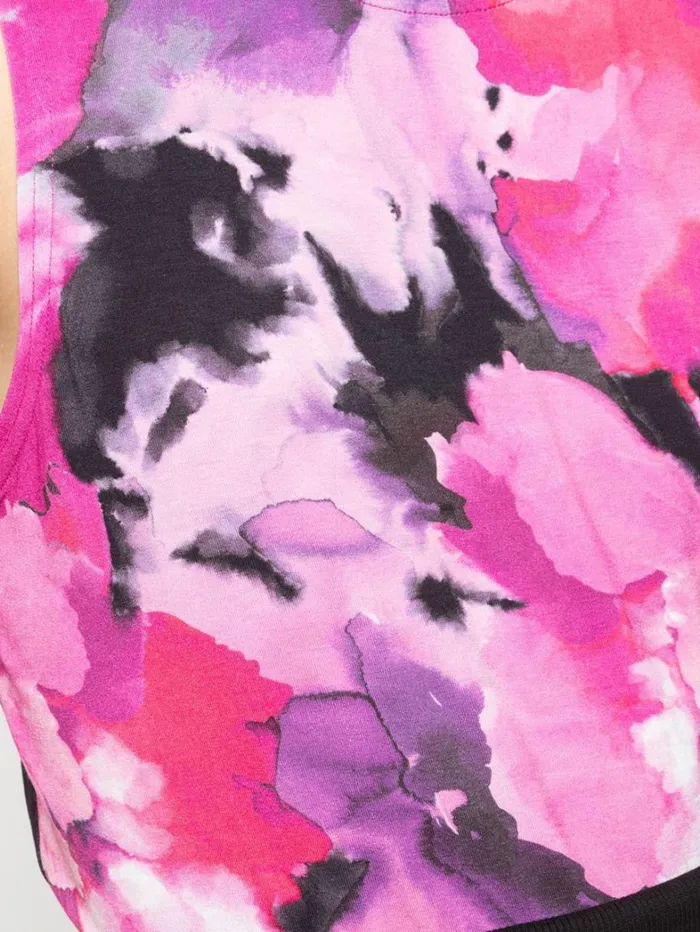 Women Marchesa Tops Pink Purple Floral Printed Womens Workout Tank Top Raspberry Multi