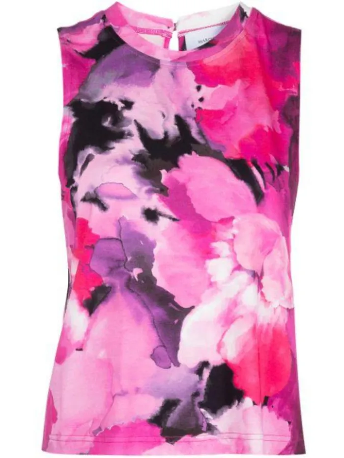 Women Marchesa Tops Pink Purple Floral Printed Womens Workout Tank Top Raspberry Multi
