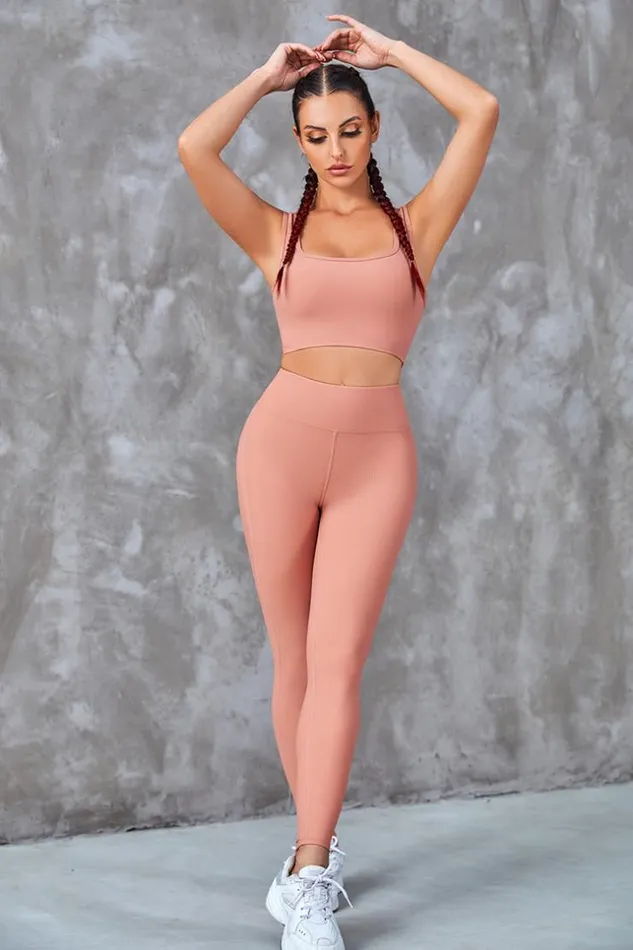 Women Matching Sets Cupshe Nova Uneck High Waist Matching Set Pink