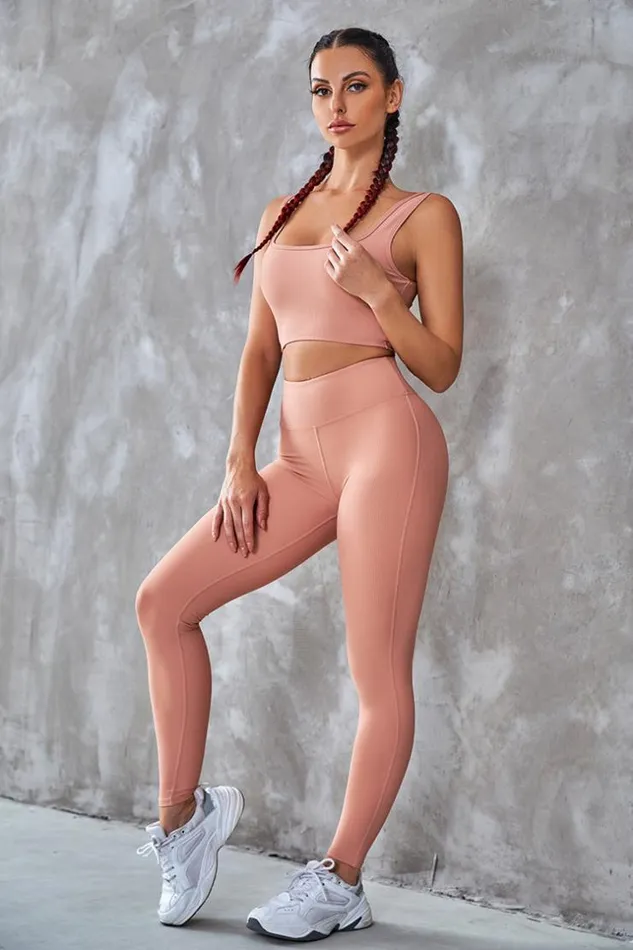 Women Matching Sets Cupshe Nova Uneck High Waist Matching Set Pink