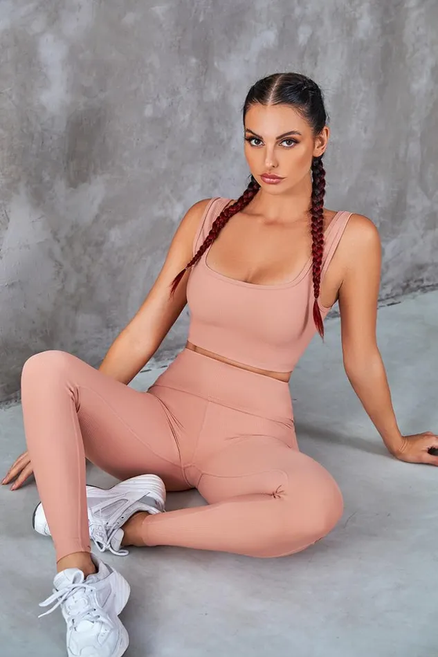 Women Matching Sets Cupshe Nova Uneck High Waist Matching Set Pink