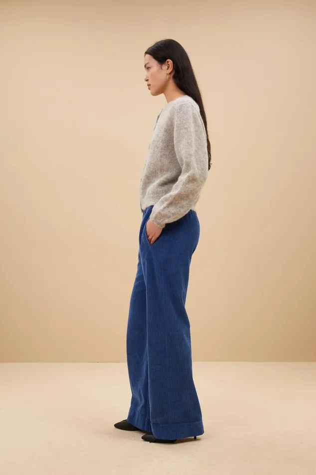 Women Mees Cord Pants Bright Oil Blue Bybar Trousers