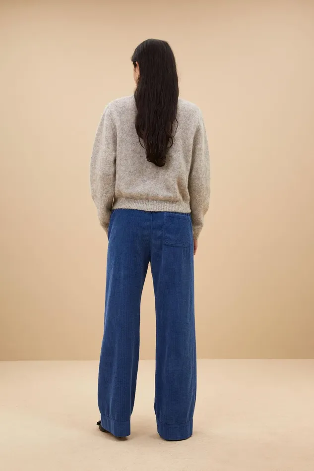 Women Mees Cord Pants Bright Oil Blue Bybar Trousers