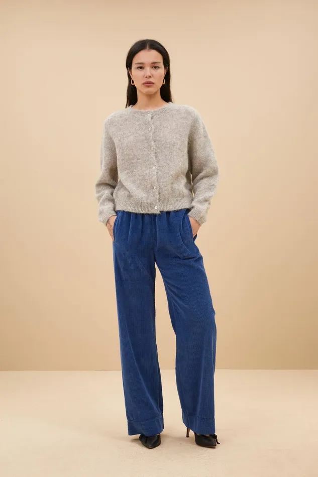 Women Mees Cord Pants Bright Oil Blue Bybar Trousers