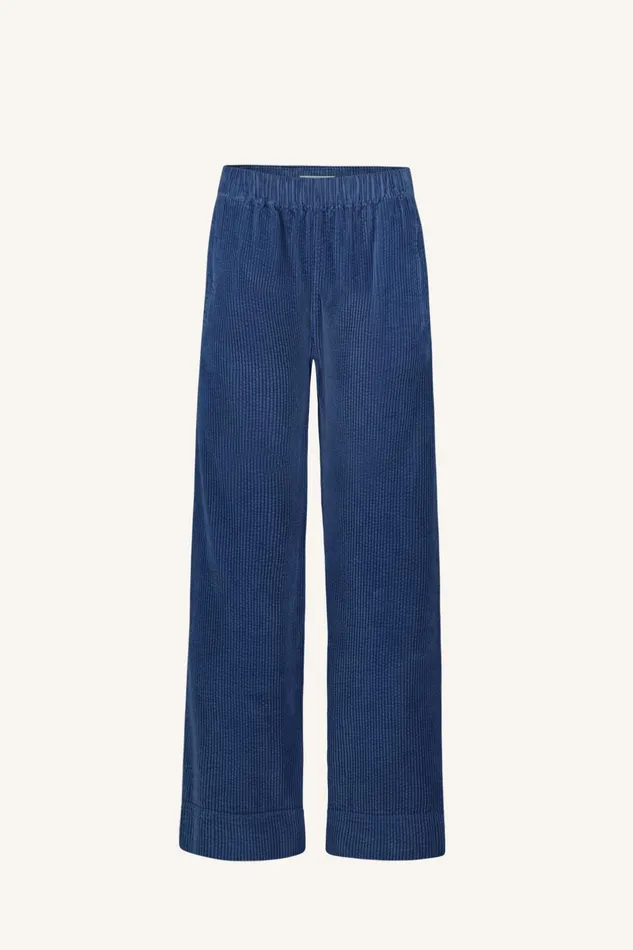 Women Mees Cord Pants Bright Oil Blue Bybar Trousers