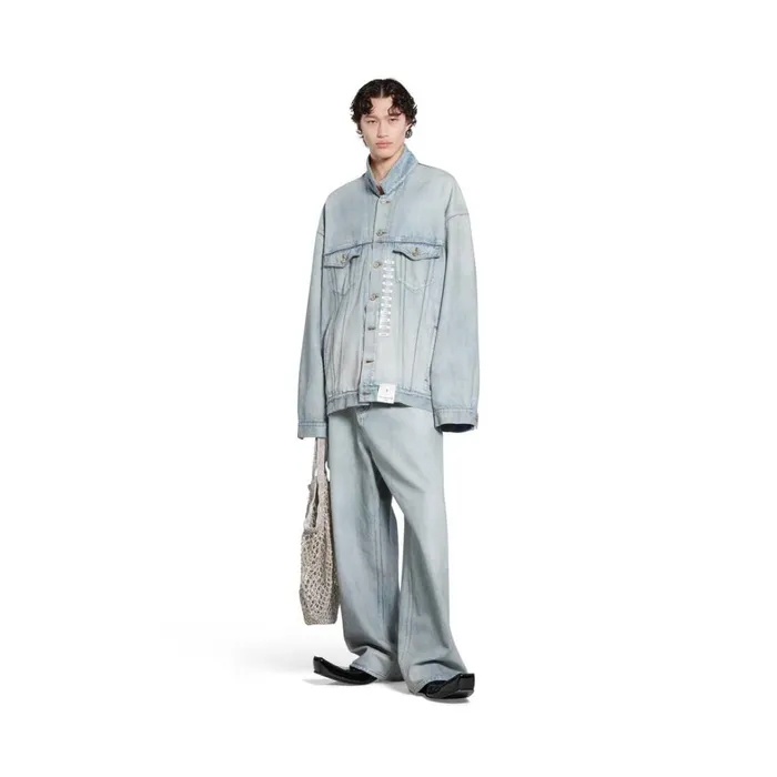WomenMen Coats and Jackets Balenciaga Denim Size Sticker Jacket In Blue