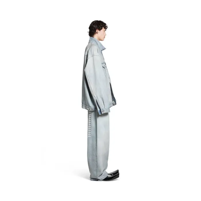 WomenMen Coats and Jackets Balenciaga Denim Size Sticker Jacket In Blue