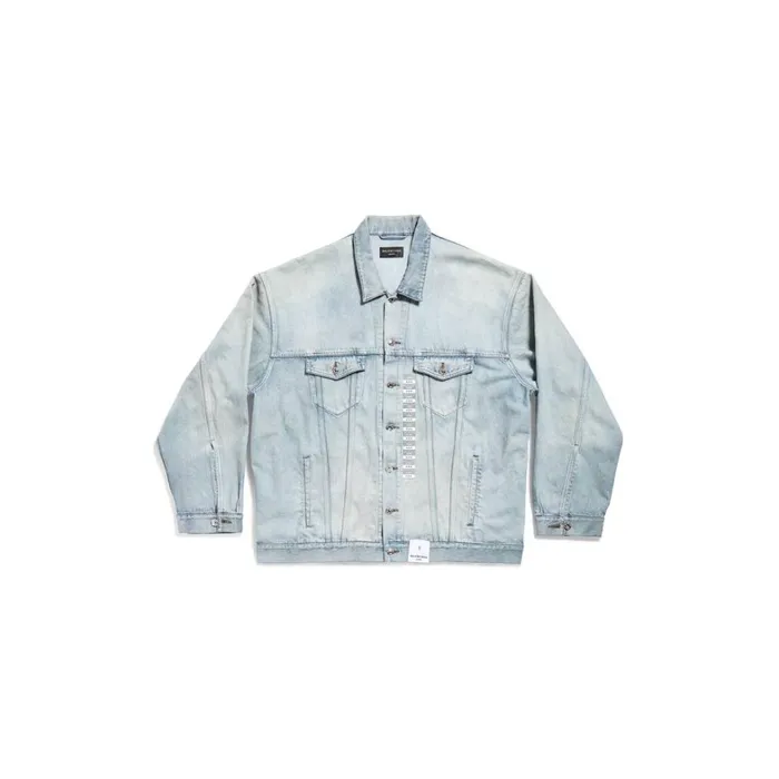 WomenMen Coats and Jackets Balenciaga Denim Size Sticker Jacket In Blue