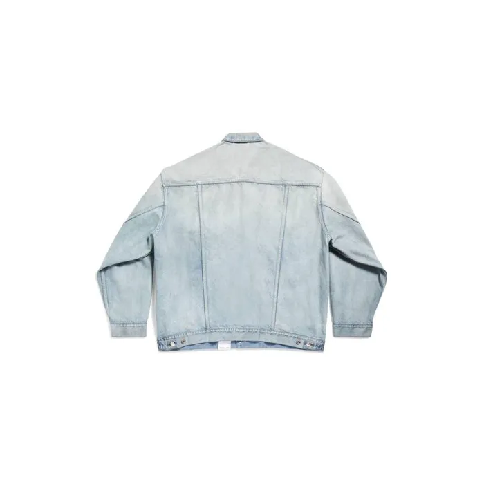 WomenMen Coats and Jackets Balenciaga Denim Size Sticker Jacket In Blue