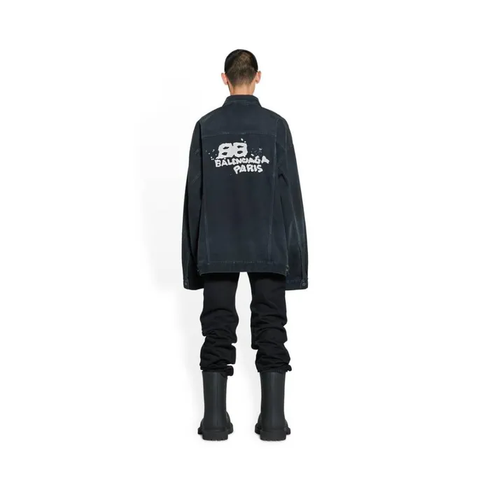 WomenMen Coats and Jackets Balenciaga Handdrawn Bb Icon Oversized Jacket In Black