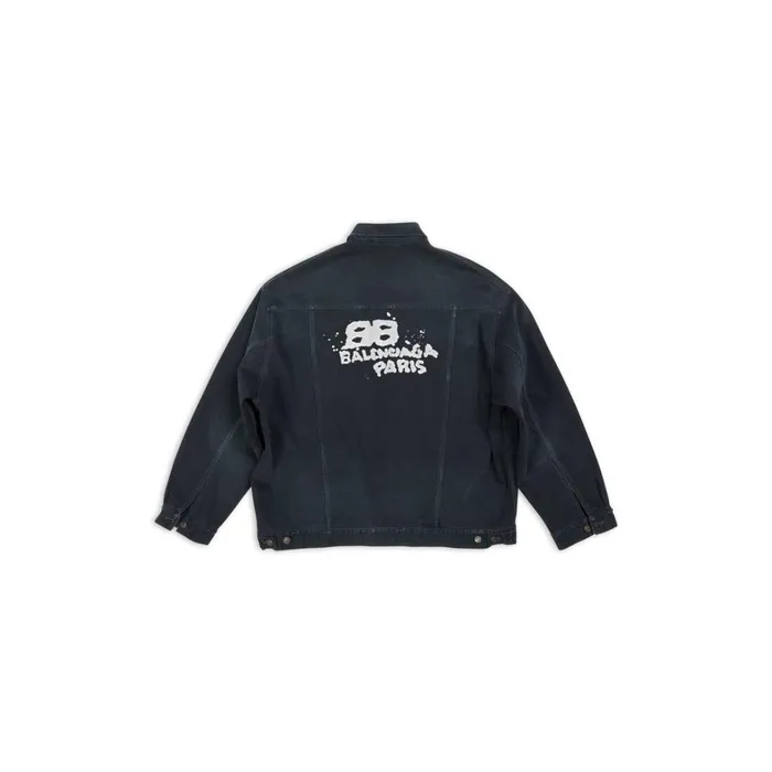 WomenMen Coats and Jackets Balenciaga Handdrawn Bb Icon Oversized Jacket In Black