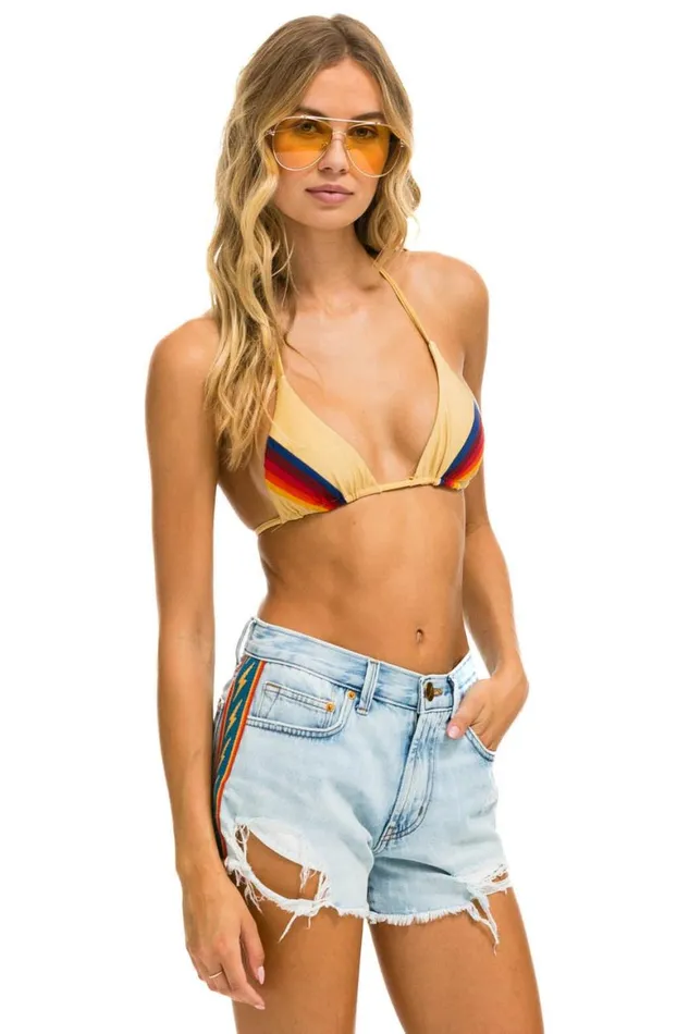 WomenMen Denim Aviator Nation Bolt Stripe Boyfriend Cutoff Jean Shorts 8211 Super Light