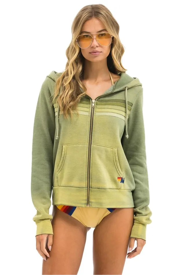 WomenMen Hoodies Aviator Nation 5 Stripe Hoodie 8211 Faded Army