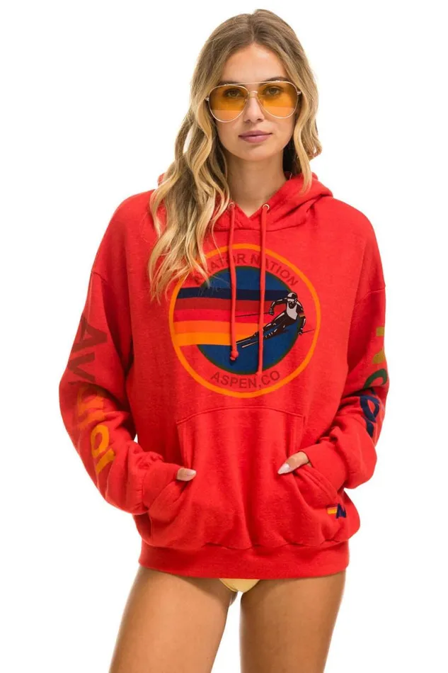 WomenMen Hoodies Aviator Nation Aspen Relaxed Pullover Hoodie 8211 Red