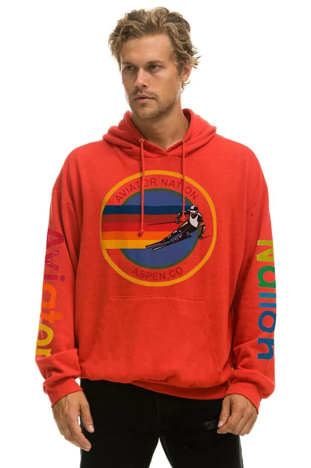 WomenMen Hoodies Aviator Nation Aspen Relaxed Pullover Hoodie 8211 Red