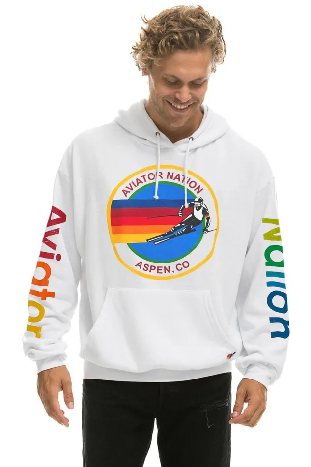 WomenMen Hoodies Aviator Nation Aspen Relaxed Pullover Hoodie 8211 White