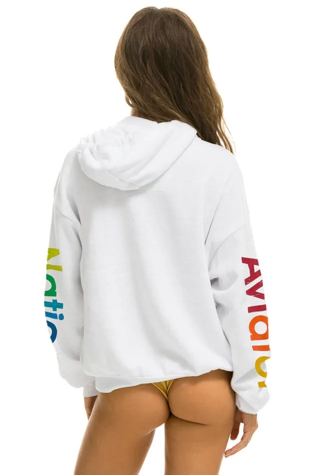 WomenMen Hoodies Aviator Nation Aspen Relaxed Pullover Hoodie 8211 White