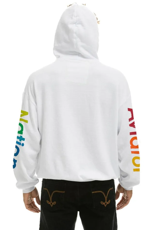 WomenMen Hoodies Aviator Nation Aspen Relaxed Pullover Hoodie 8211 White