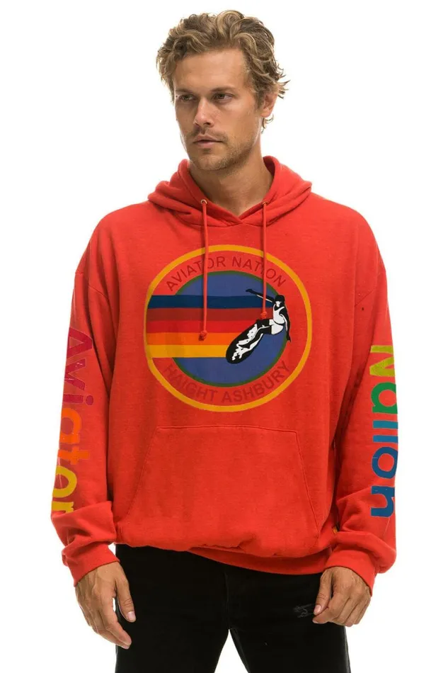 WomenMen Hoodies Aviator Nation Haight Ashbury Relaxed Pullover Hoodie 8211 Red