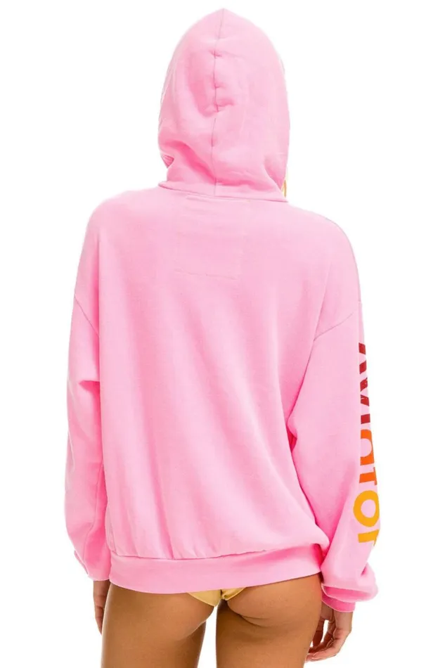 WomenMen Hoodies Aviator Nation Laguna Beach Relaxed Pullover Hoodie 8211 Neon Pink