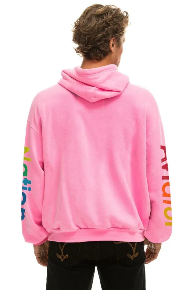 WomenMen Hoodies Aviator Nation Laguna Beach Relaxed Pullover Hoodie 8211 Neon Pink