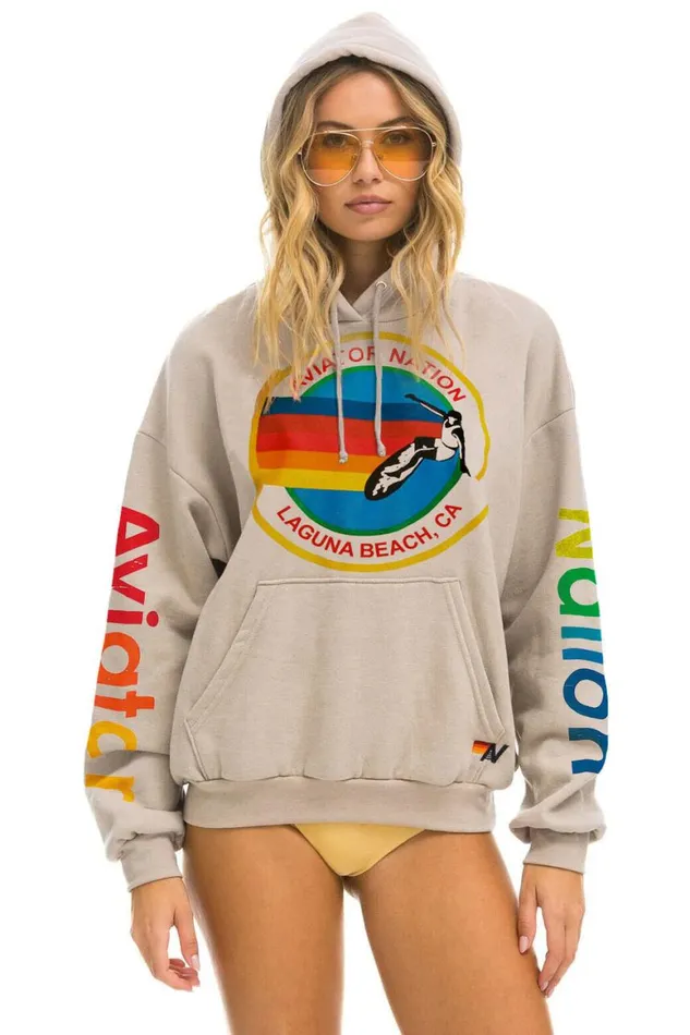 WomenMen Hoodies Aviator Nation Laguna Beach Relaxed Pullover Hoodie 8211 Sand