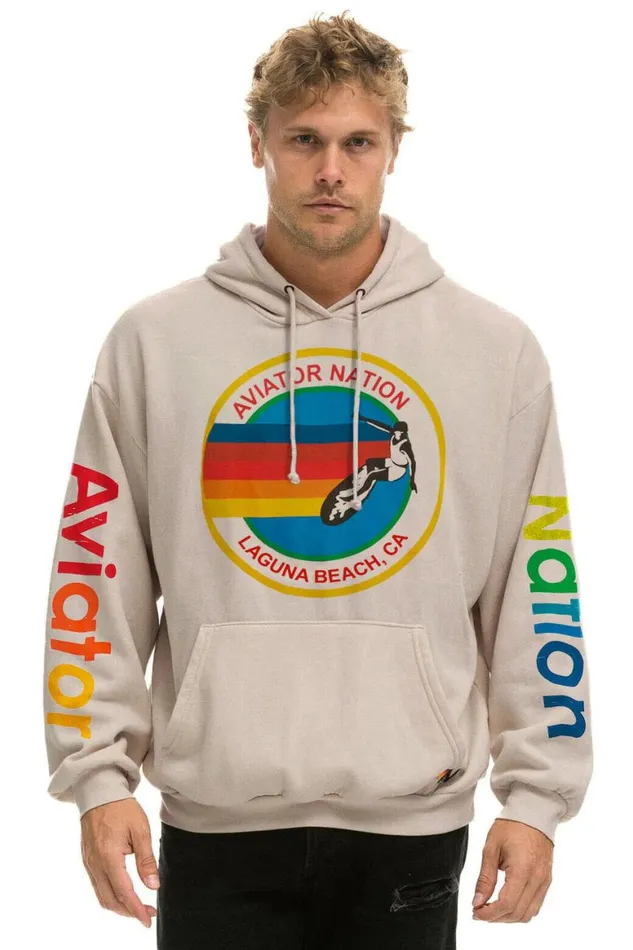 WomenMen Hoodies Aviator Nation Laguna Beach Relaxed Pullover Hoodie 8211 Sand
