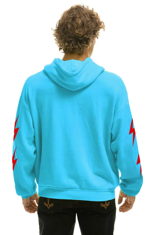 WomenMen Hoodies Aviator Nation Outside Lands 2024 Relaxed Pullover Hoodie 8211 Neon Blue