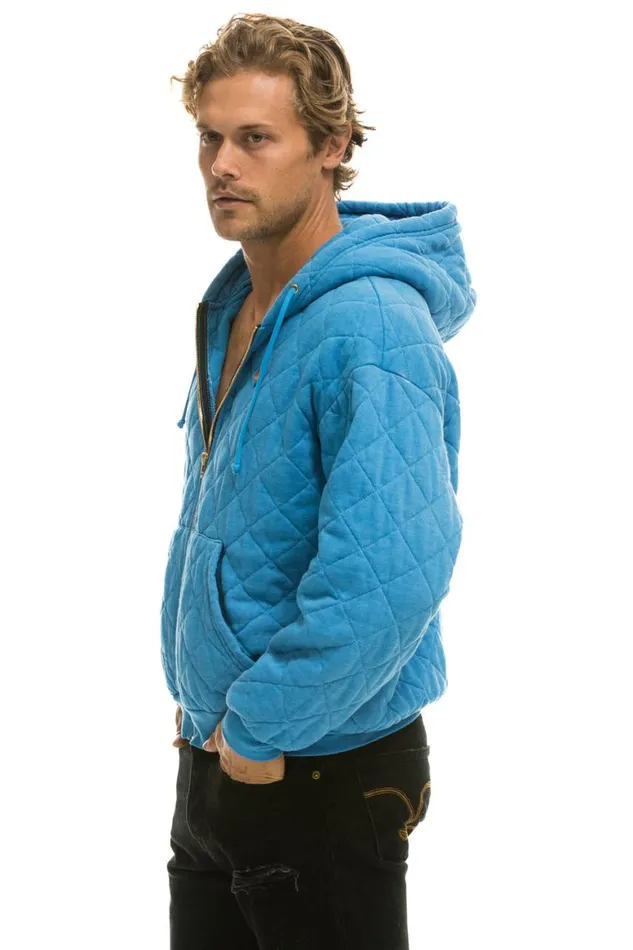 WomenMen Hoodies Aviator Nation Quilted Zip Hoodie Relaxed 8211 Ocean