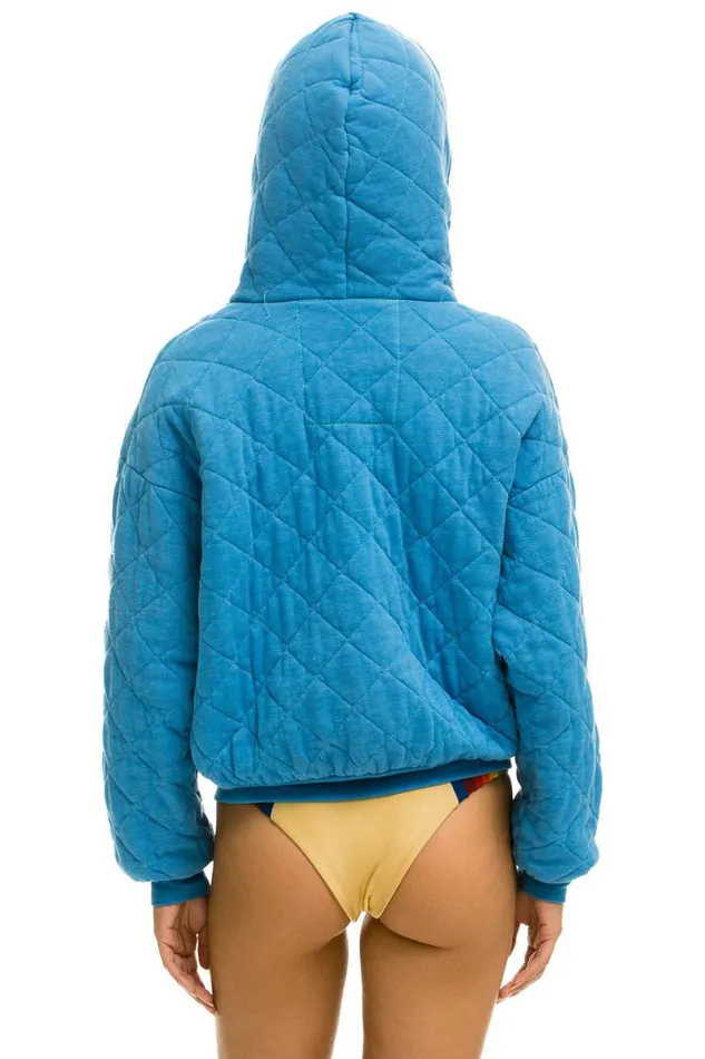 WomenMen Hoodies Aviator Nation Quilted Zip Hoodie Relaxed 8211 Ocean