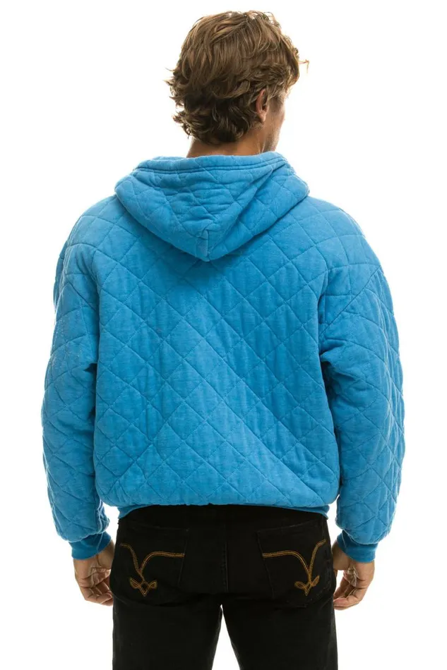WomenMen Hoodies Aviator Nation Quilted Zip Hoodie Relaxed 8211 Ocean