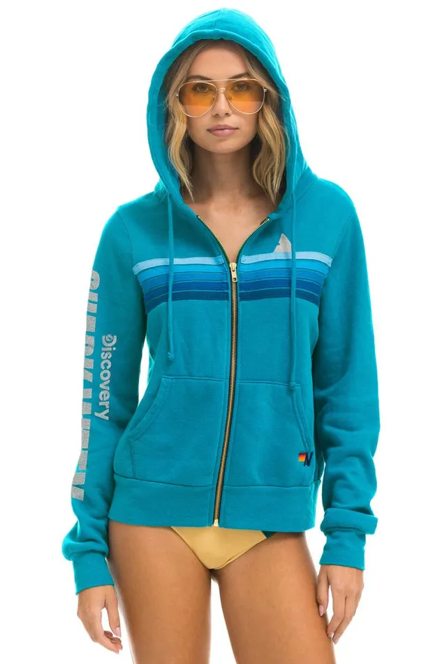 WomenMen Hoodies Aviator Nation Shark Week 2024 Zip Hoodie 8211 Teal