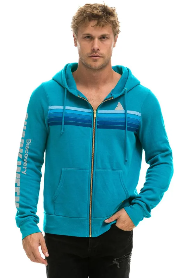 WomenMen Hoodies Aviator Nation Shark Week 2024 Zip Hoodie 8211 Teal