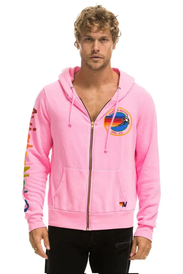 WomenMen Hoodies Aviator Nation Vail Hoodie 8211 Neon Pink
