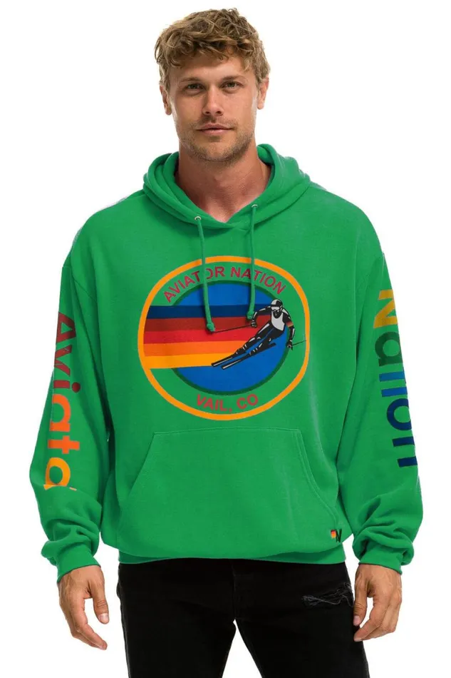 WomenMen Hoodies Aviator Nation Vail Relaxed Pullover Hoodie 8211 Kelly Green