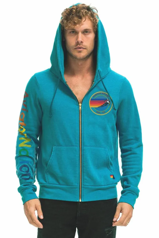 WomenMen Hoodies Aviator Nation Vail Zip Hoodie 8211 Teal