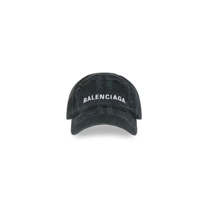 WomenMen Scarves and Caps Balenciaga Bb Laser Destroyed Cap In Black