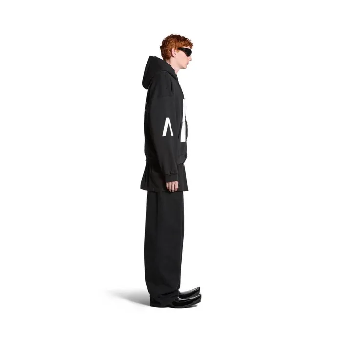 WomenMen Sweatshirts and Hoodies Balenciaga Balenciaga Music Archive Series Connected Zipup Hoodie Medium Fit In Blackwhite