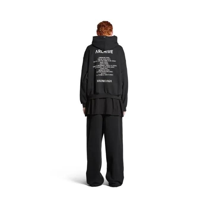 WomenMen Sweatshirts and Hoodies Balenciaga Balenciaga Music Archive Series Connected Zipup Hoodie Medium Fit In Blackwhite