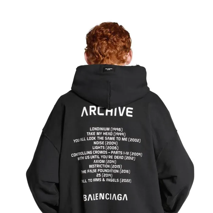 WomenMen Sweatshirts and Hoodies Balenciaga Balenciaga Music Archive Series Connected Zipup Hoodie Medium Fit In Blackwhite