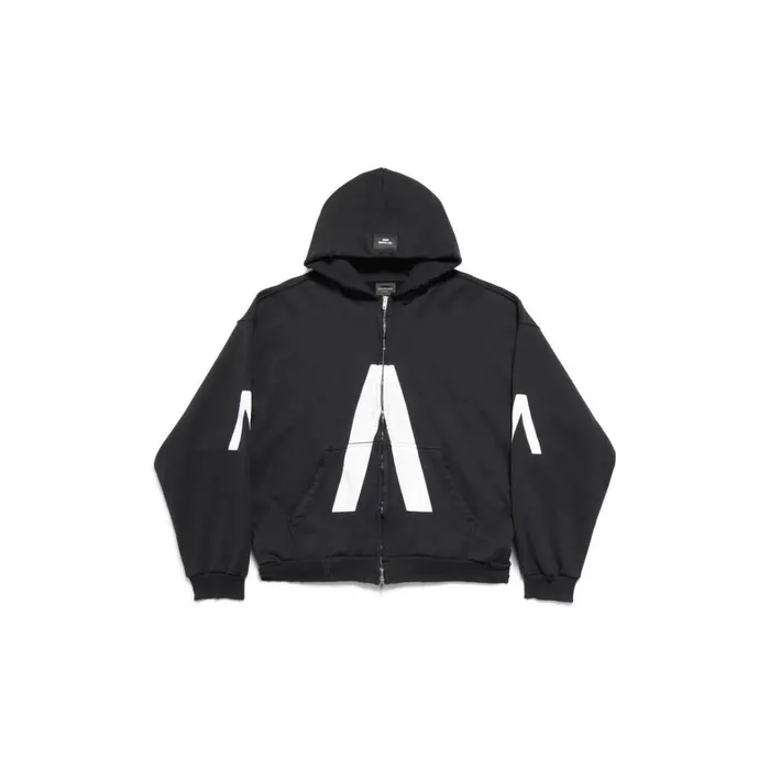 WomenMen Sweatshirts and Hoodies Balenciaga Balenciaga Music Archive Series Connected Zipup Hoodie Medium Fit In Blackwhite
