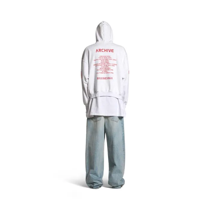 WomenMen Sweatshirts and Hoodies Balenciaga Balenciaga Music Archive Series Connected Zipup Hoodie Medium Fit In Light Greyred