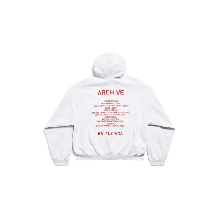 WomenMen Sweatshirts and Hoodies Balenciaga Balenciaga Music Archive Series Connected Zipup Hoodie Medium Fit In Light Greyred