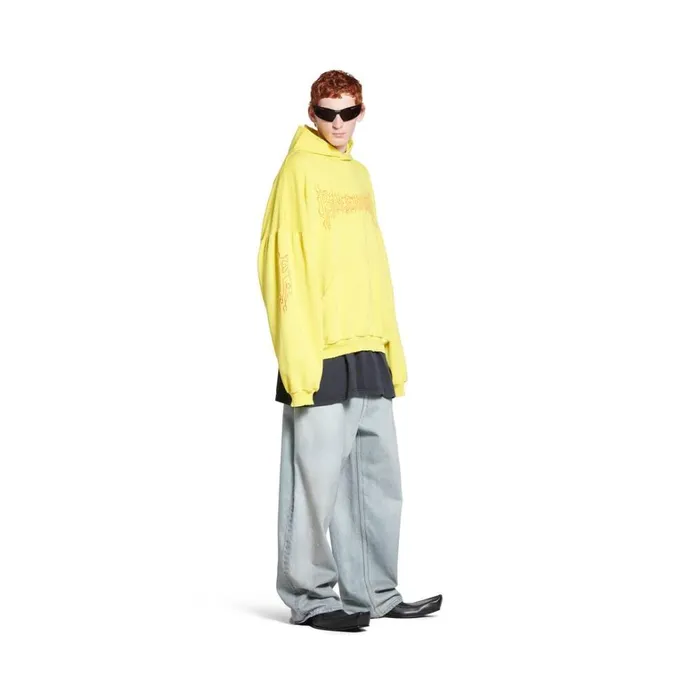 WomenMen Sweatshirts and Hoodies Balenciaga Darkwave Round Hoodie Oversized In Yellowred WomenMen Sweatshirts and Hoodies Balenciaga Darkwave Round Hoodie Oversized In Yellowred