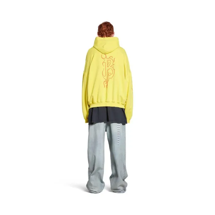 WomenMen Sweatshirts and Hoodies Balenciaga Darkwave Round Hoodie Oversized In Yellowred