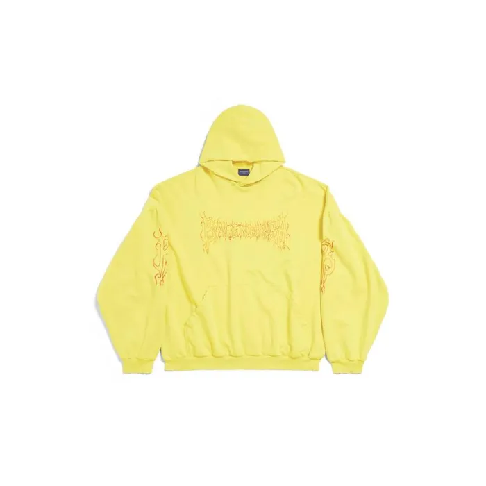 WomenMen Sweatshirts and Hoodies Balenciaga Darkwave Round Hoodie Oversized In Yellowred