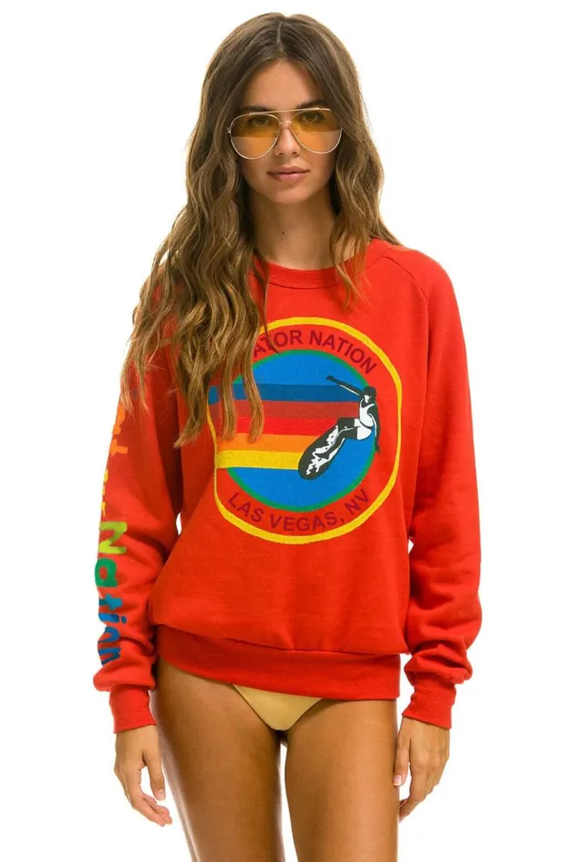 WomenMen Sweatshirts Aviator Nation Las Vegas Sweatshirt 8211 Red